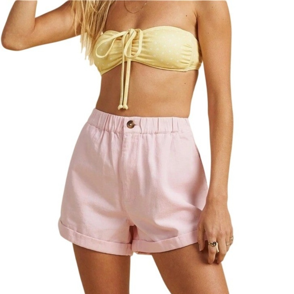 Billabong x The Salty Blonde Pink High Waisted Cotton Cuffed Shorts Size 27
